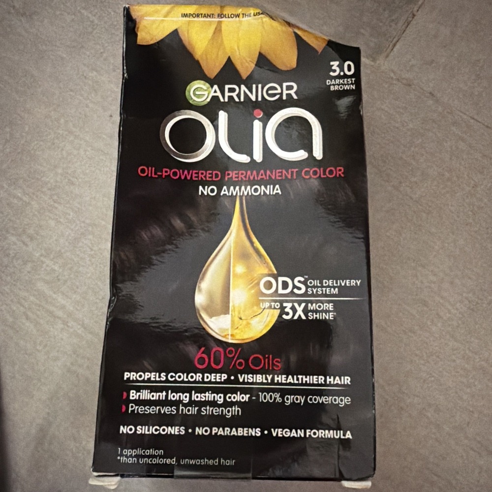 Garnier Olia Permanent Hair Dye 3.0 Darkest Brown Ammonia-Free Vegan